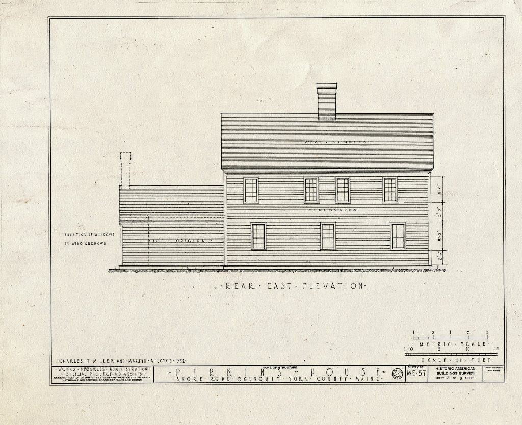 Blueprint HABS ME,16-OGU,1- (Sheet 5 of 9) - Perkins House, Shore Road, Ogunquit, York County, ME