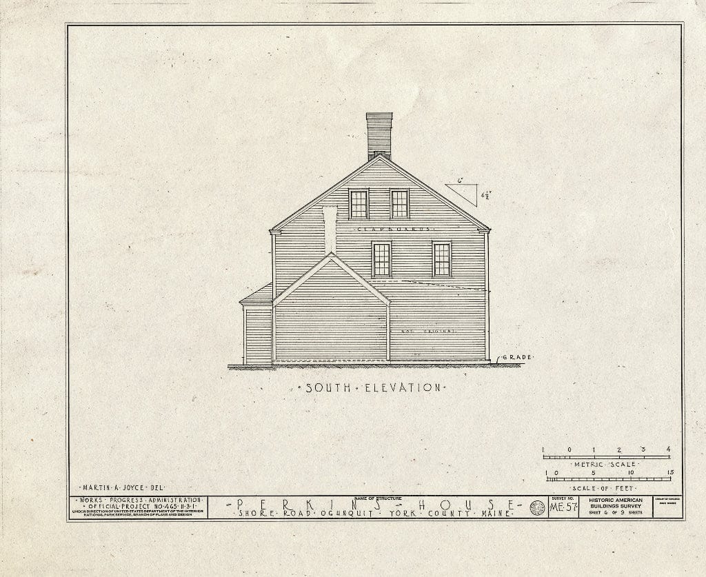 Blueprint HABS ME,16-OGU,1- (Sheet 6 of 9) - Perkins House, Shore Road, Ogunquit, York County, ME