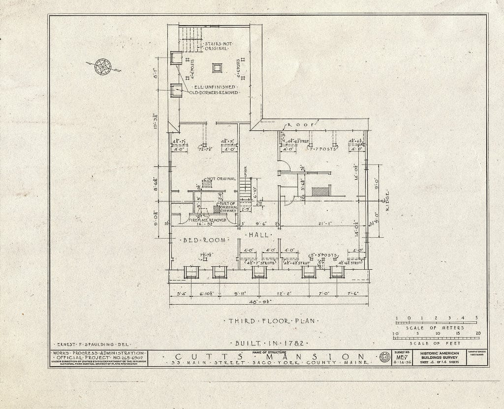 Blueprint HABS ME,16-SACO,2- (Sheet 4 of 14) - Cutts Mansion, 53 Main Street (Moved to York County, Saco, Glen Haven Circle), Saco, York County, ME