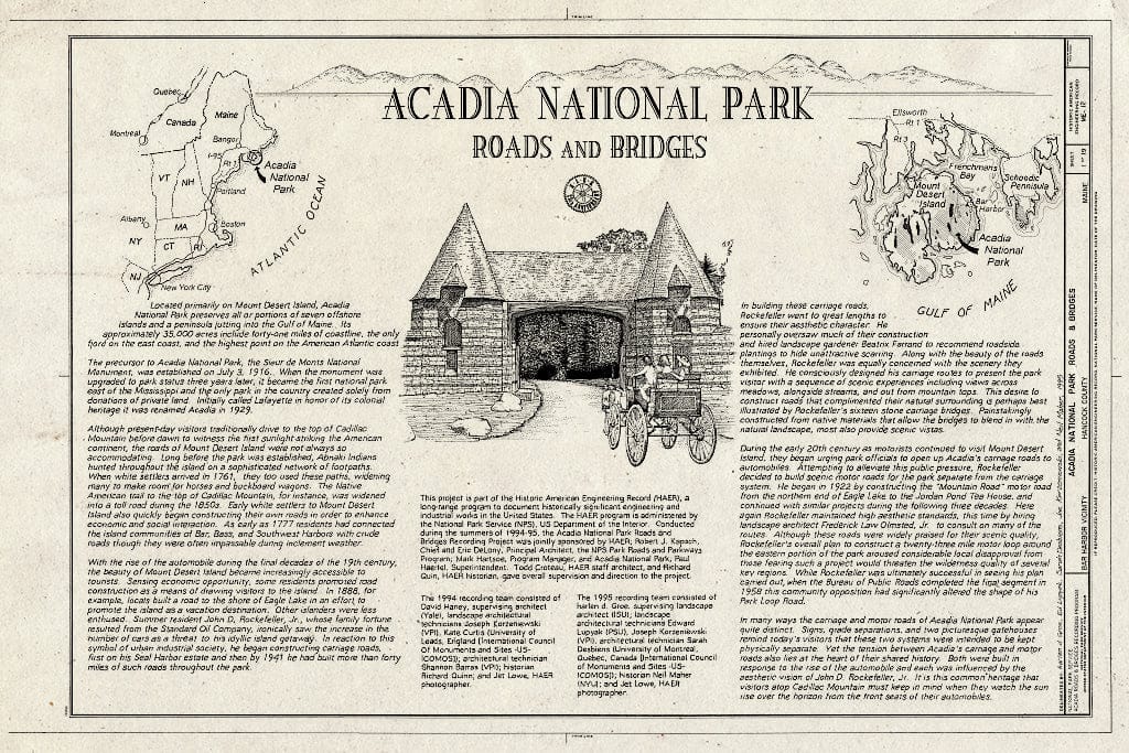 Blueprint HAER ME,5-BAHA.V,3- (Sheet 1 of 19) - Acadia National Park Roads & Bridges, Mount Desert Island, Bar Harbor, Hancock County, ME