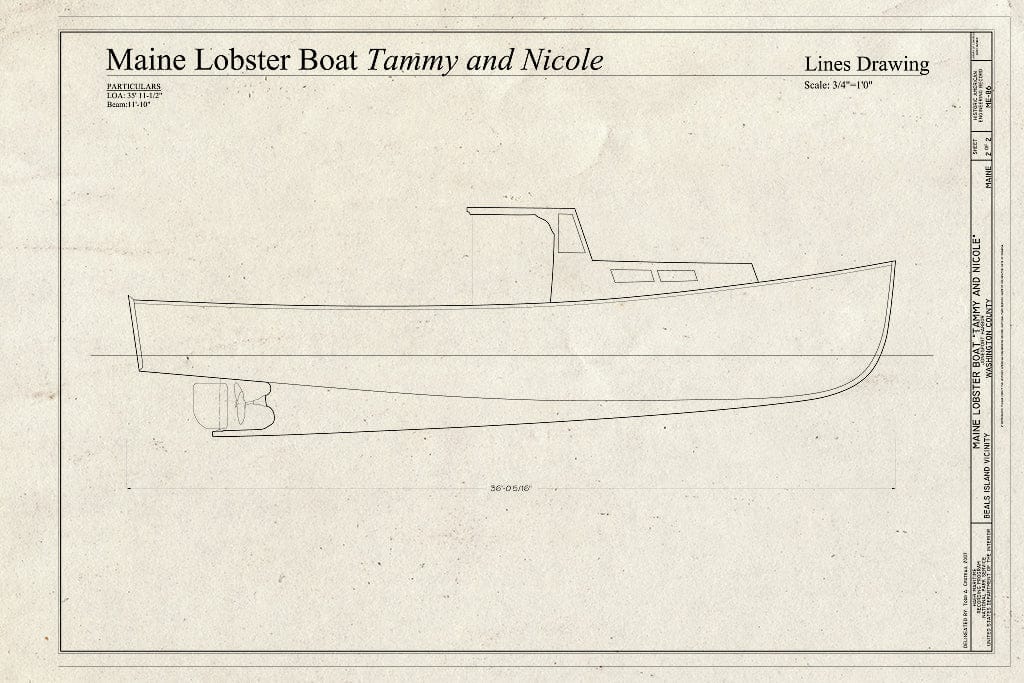 Blueprint Profile - Maine Lobster Boat Tammy and Nicole, Jonesport Harbor, Beals Island, Washington County, ME