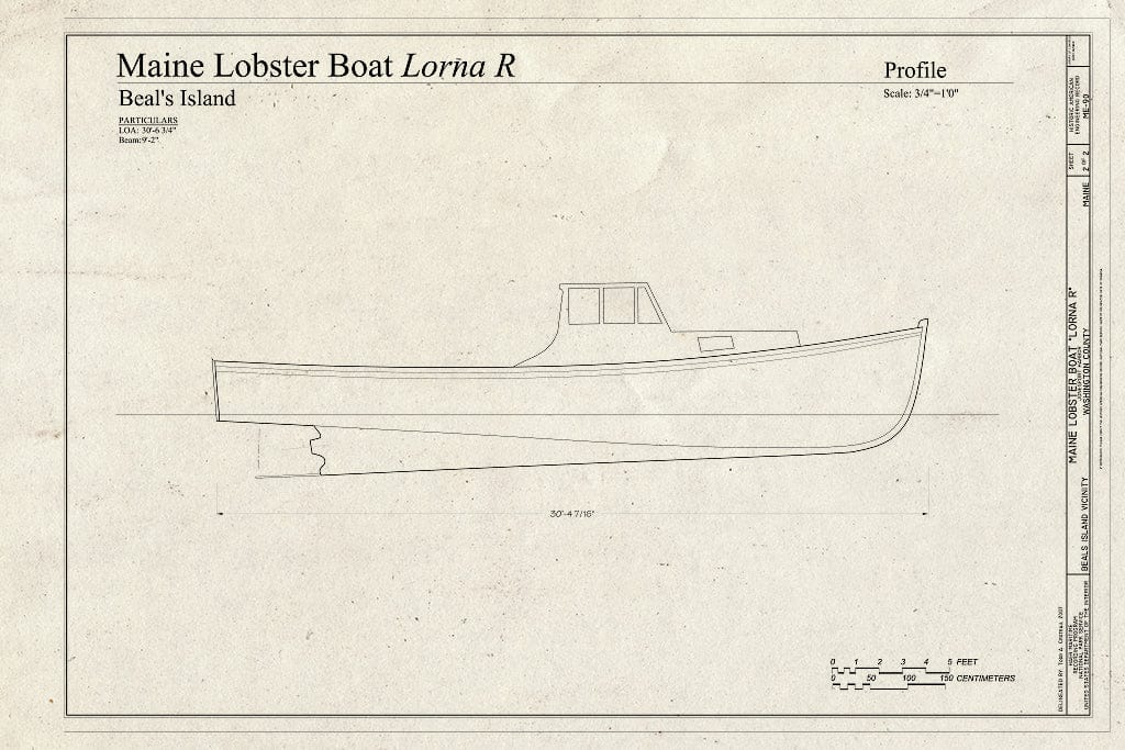 Blueprint Profile - Maine Lobster Boat Lorna R, Jonesport Harbor, Beals Island, Washington County, ME