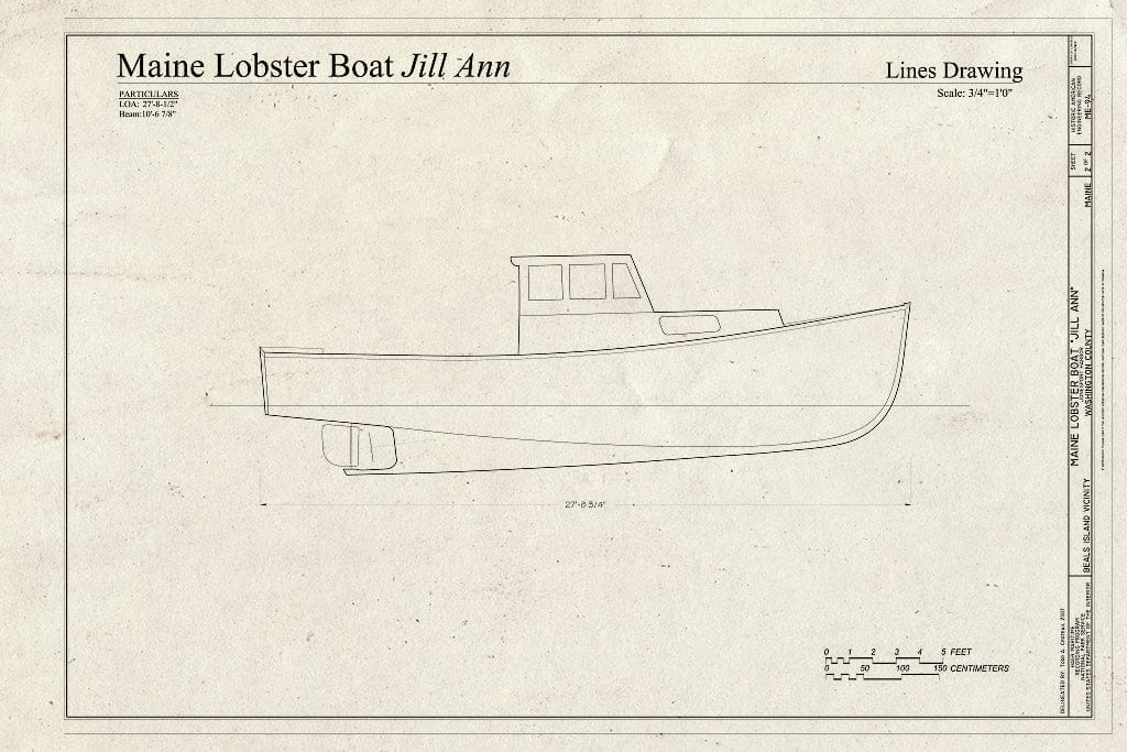 Blueprint Profile - Maine Lobster Boat Jill Ann, Jonesport Harbor, Beals Island, Washington County, ME