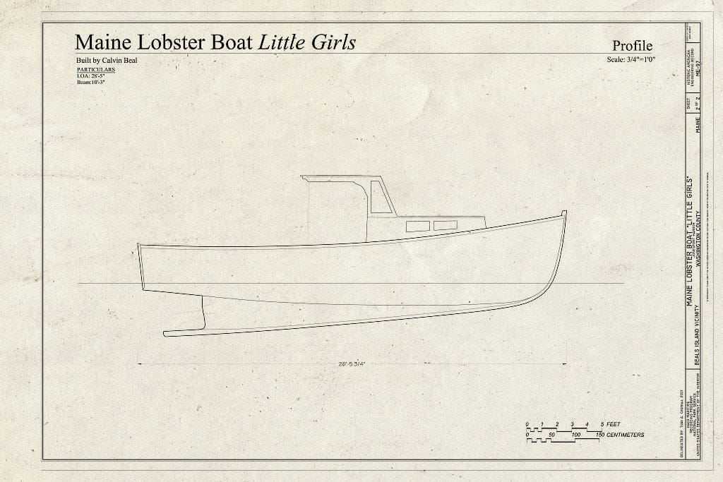 Blueprint Profile - Maine Lobster Boat Little Girls, Jonesport Harbor, Beals Island, Washington County, ME