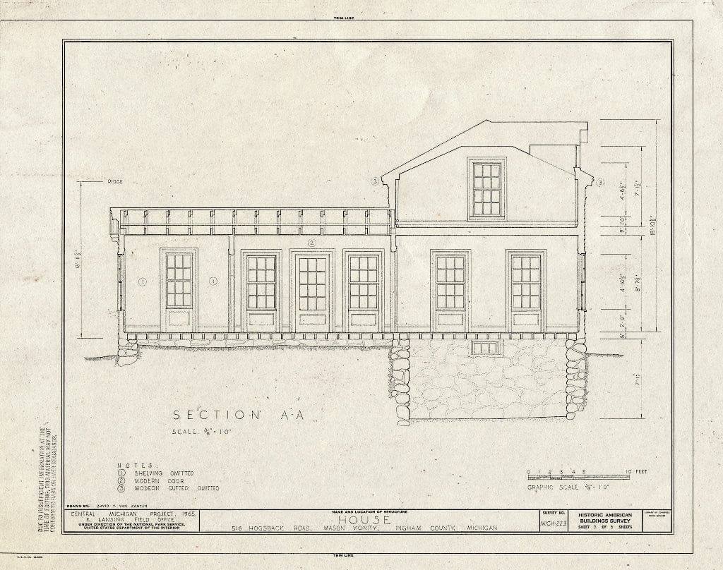Blueprint HABS MICH,33-MAS.V,1- (Sheet 5 of 5) - 516 Hogsback Road (House), Mason, Ingham County, MI