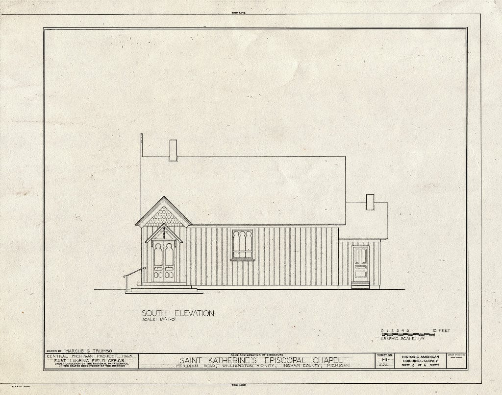 Blueprint HABS MICH,33-WILTO,1- (Sheet 3 of 6) - St. Katherine's Episcopal Chapel, 4650 Meridian Road, Williamston, Ingham County, MI