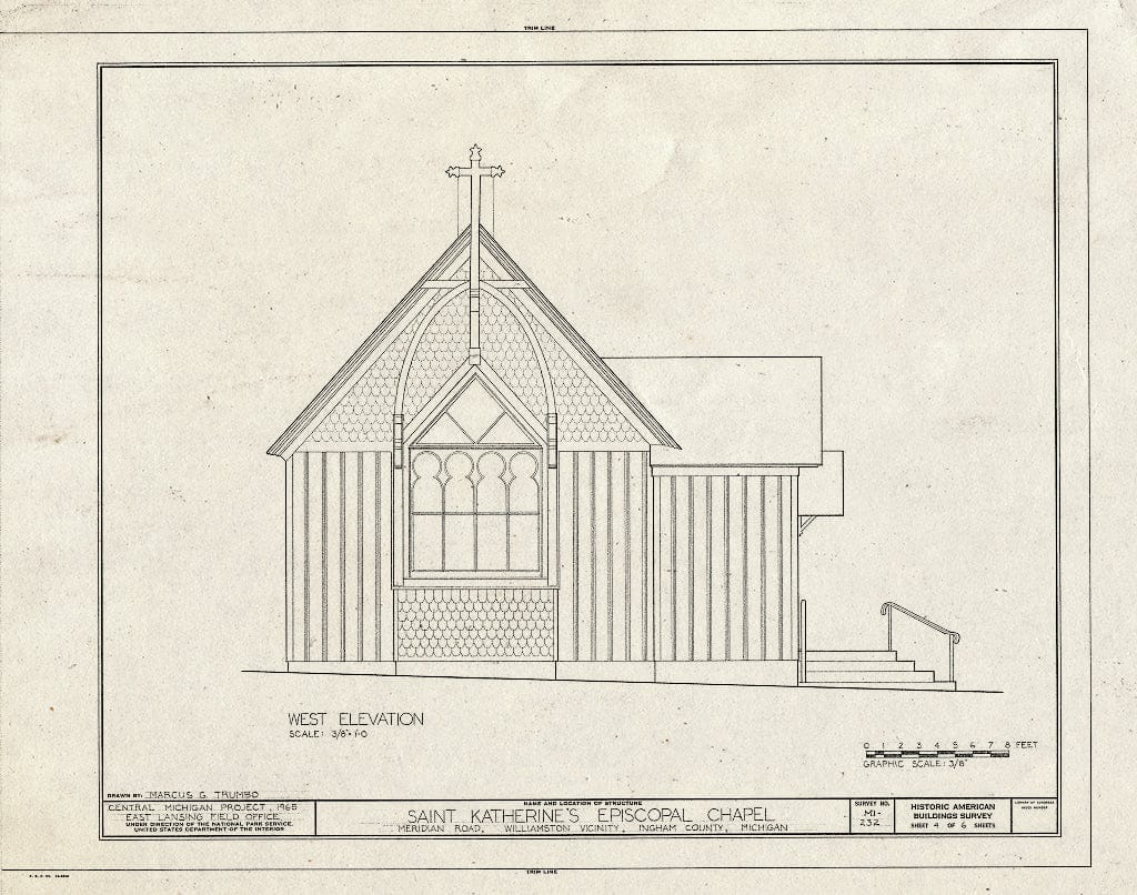 Blueprint HABS MICH,33-WILTO,1- (Sheet 4 of 6) - St. Katherine's Episcopal Chapel, 4650 Meridian Road, Williamston, Ingham County, MI