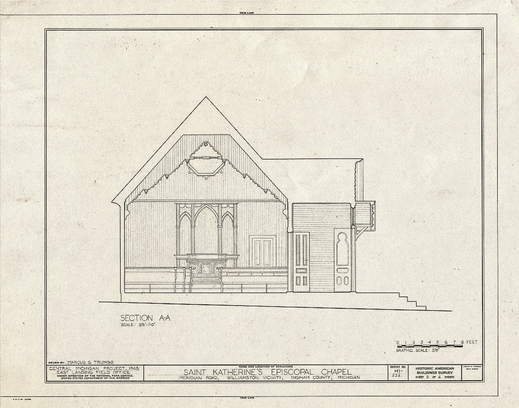 Blueprint HABS MICH,33-WILTO,1- (Sheet 5 of 6) - St. Katherine's Episcopal Chapel, 4650 Meridian Road, Williamston, Ingham County, MI