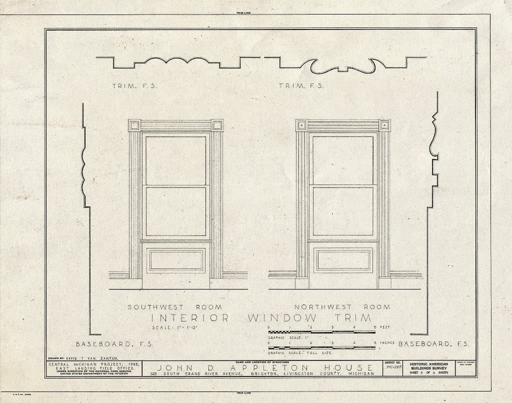 Blueprint HABS MICH,47-BRIG,1- (Sheet 6 of 6) - John D. Appleton House, 325 South Grand River Avenue, Brighton, Livingston County, MI