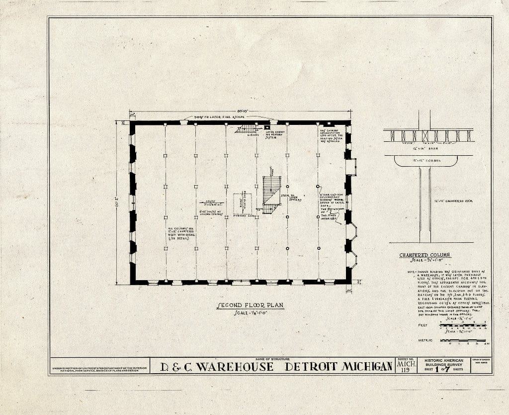 Blueprint HABS MICH,82-DETRO,15- (Sheet 1 of 7) - Detroit & Cleveland Navigation Company Warehouse, Wayne Street, Detroit, MI
