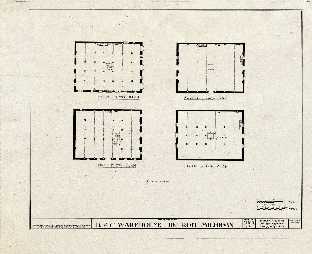 Blueprint HABS MICH,82-DETRO,15- (Sheet 2 of 7) - Detroit & Cleveland Navigation Company Warehouse, Wayne Street, Detroit, MI