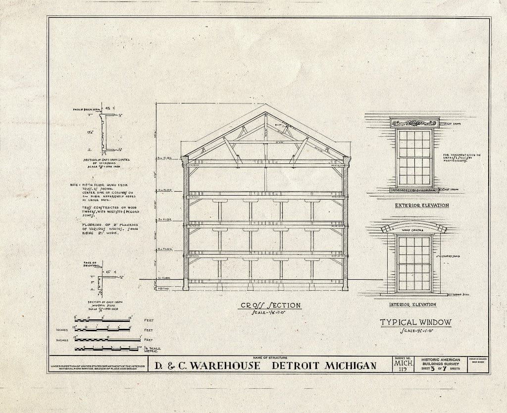 Blueprint HABS MICH,82-DETRO,15- (Sheet 3 of 7) - Detroit & Cleveland Navigation Company Warehouse, Wayne Street, Detroit, MI