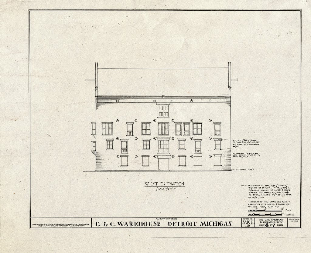 Blueprint HABS MICH,82-DETRO,15- (Sheet 4 of 7) - Detroit & Cleveland Navigation Company Warehouse, Wayne Street, Detroit, MI