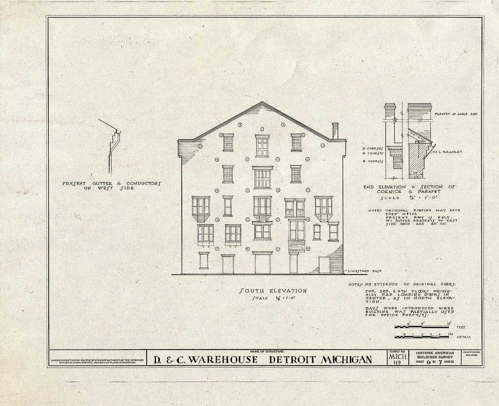 Blueprint HABS MICH,82-DETRO,15- (Sheet 6 of 7) - Detroit & Cleveland Navigation Company Warehouse, Wayne Street, Detroit, MI
