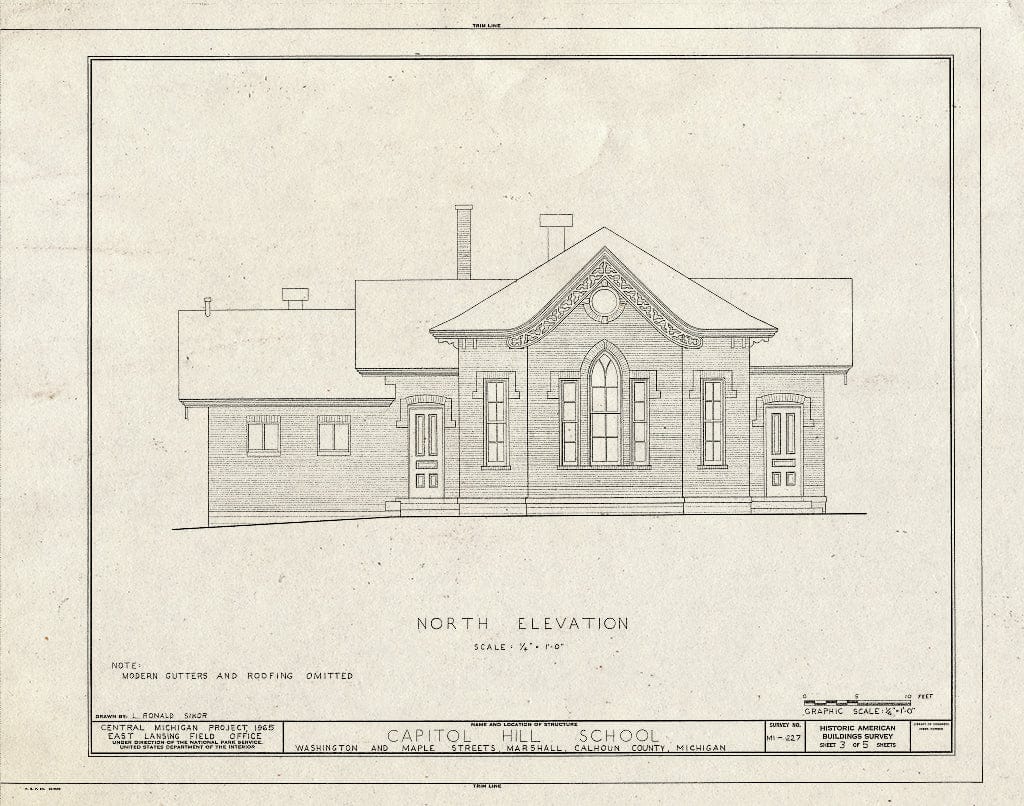 Blueprint HABS MICH,13-Marsh,11- (Sheet 3 of 5) - Capitol Hill School, 602 Washington Street, Marshall, Calhoun County, MI