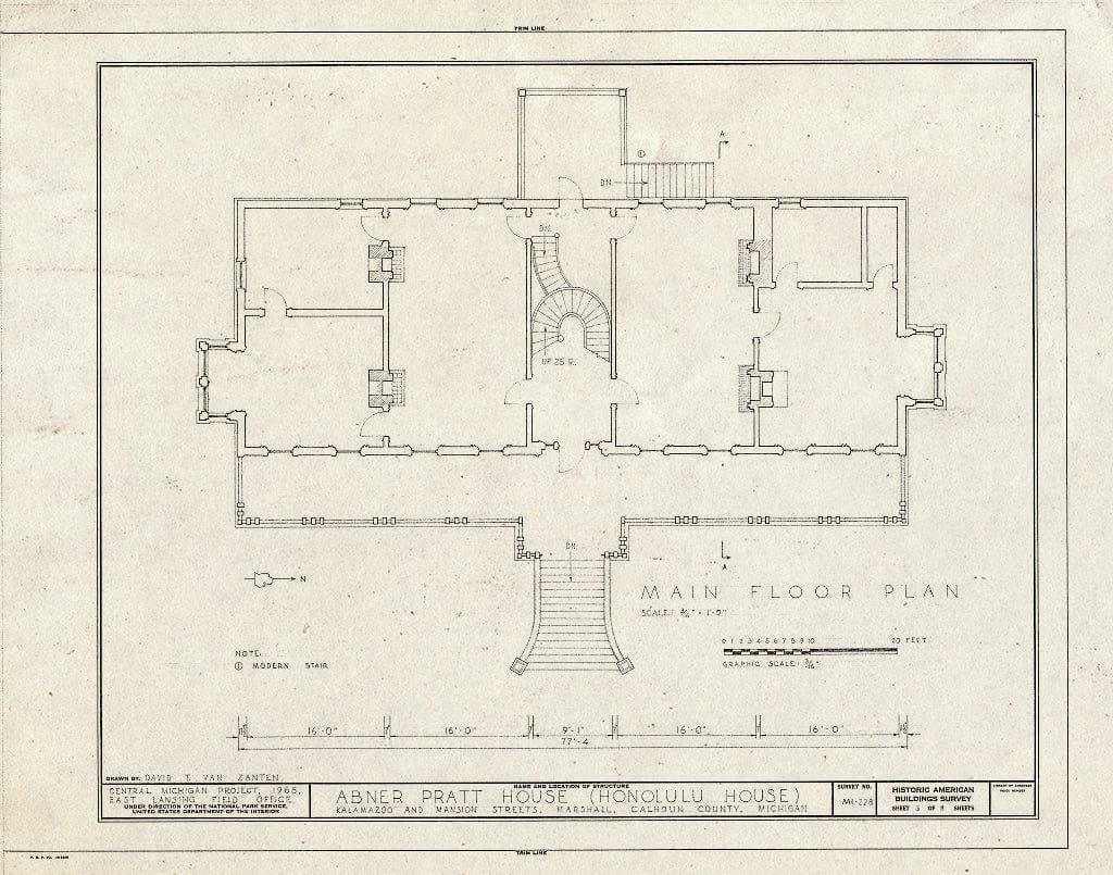 Blueprint HABS MICH,13-Marsh,13- (Sheet 3 of 8) - Abner Pratt House, 107 North Kalamazoo Avenue, Marshall, Calhoun County, MI