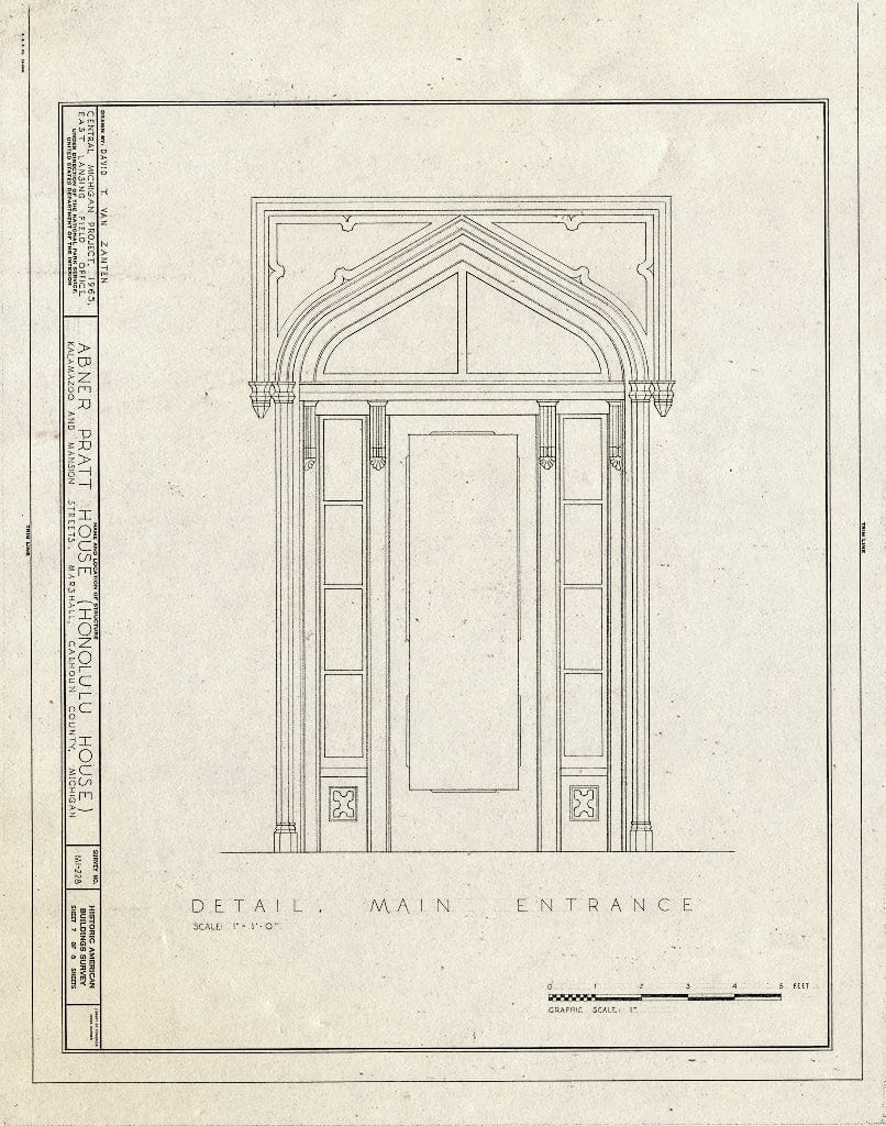 Blueprint HABS MICH,13-Marsh,13- (Sheet 7 of 8) - Abner Pratt House, 107 North Kalamazoo Avenue, Marshall, Calhoun County, MI