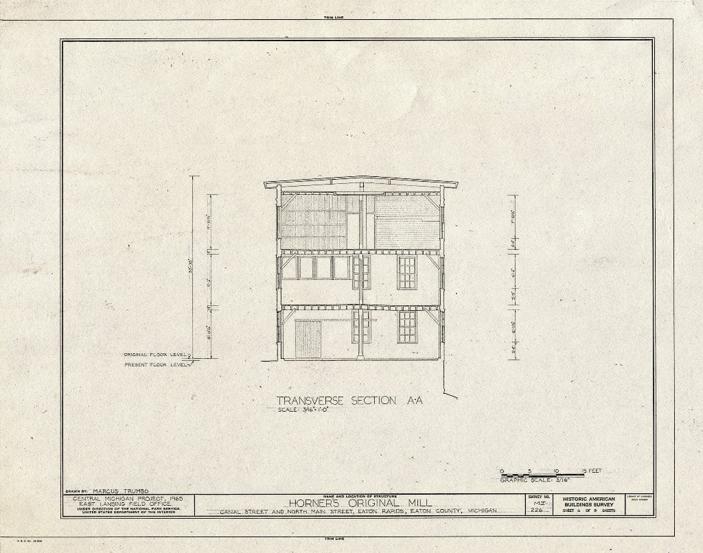 Blueprint HABS MICH,23-EATRA,1- (Sheet 6 of 8) - John & William Gallery Mill, Canal & North Main Streets, Eaton Rapids, Eaton County, MI