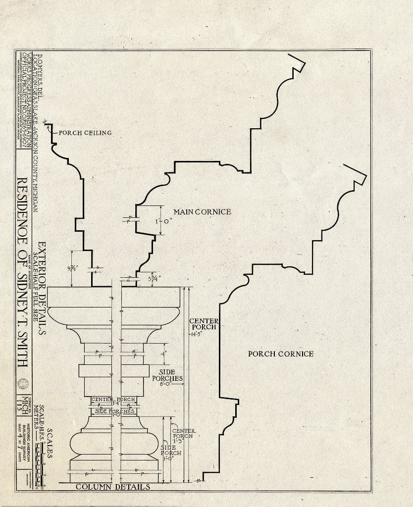 Blueprint HABS MICH,38-GRALA.V,2- (Sheet 4 of 7) - Sidney T. Smith House, Michigan Avenue (U.S. Route 12), Grass Lake, Jackson County, MI