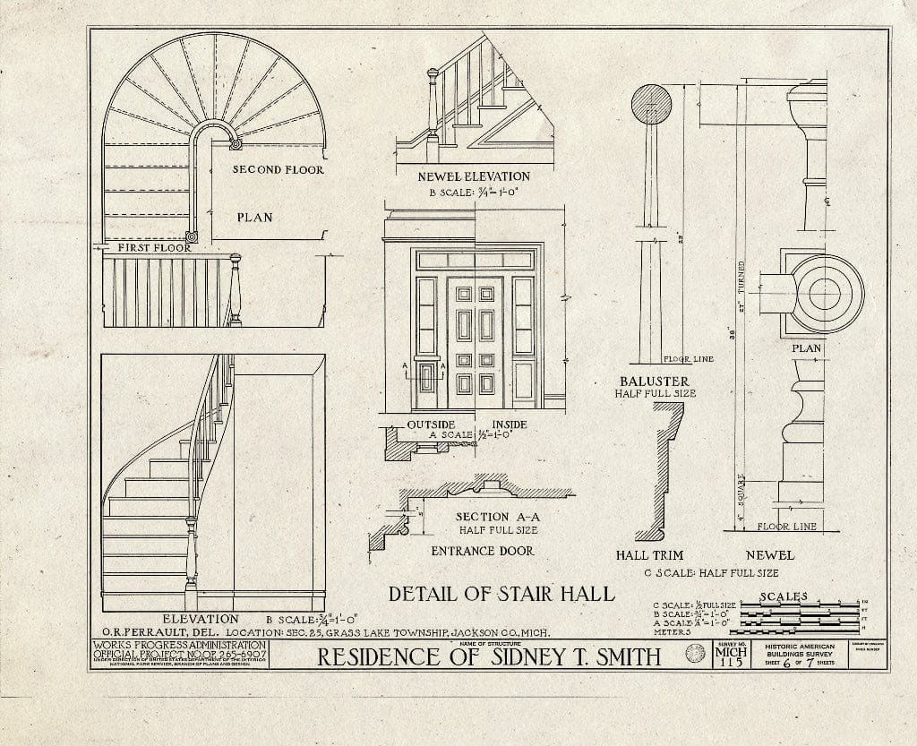 Blueprint HABS MICH,38-GRALA.V,2- (Sheet 6 of 7) - Sidney T. Smith House, Michigan Avenue (U.S. Route 12), Grass Lake, Jackson County, MI