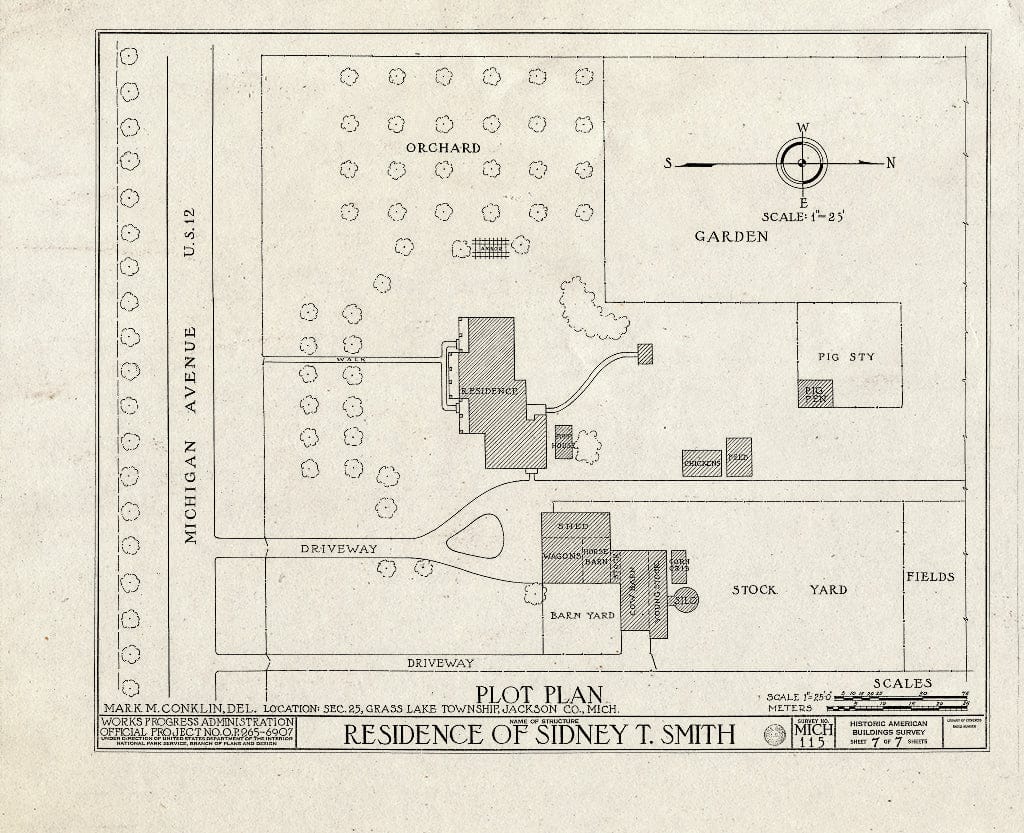Blueprint HABS MICH,38-GRALA.V,2- (Sheet 7 of 7) - Sidney T. Smith House, Michigan Avenue (U.S. Route 12), Grass Lake, Jackson County, MI
