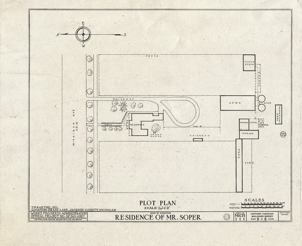 Blueprint HABS MICH,38-GRALA.V,1- (Sheet 8 of 8) - Soper Residence, 971 Michigan Avenue (U.S. Route 12), Grass Lake, Jackson County, MI