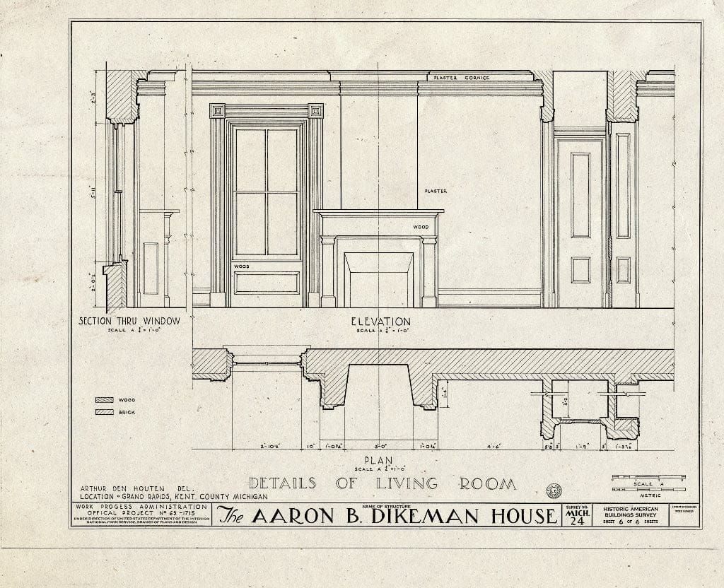Blueprint HABS MICH,41-GRARA,6- (Sheet 6 of 6) - Aaron B. Dikeman House, 302 Fulton Street Southeast, Grand Rapids, MI