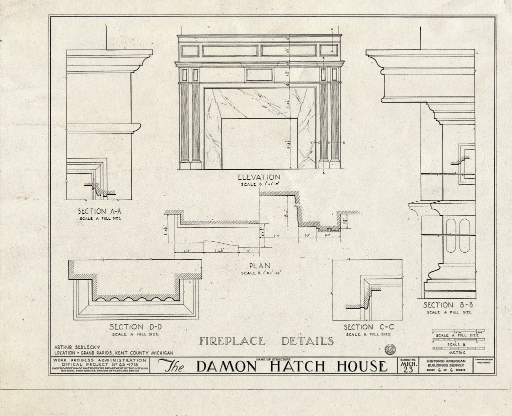 Blueprint HABS MICH,41-GRARA,5- (Sheet 6 of 6) - Damon Hatch House, 445 Cherry Street Southeast, Grand Rapids, MI