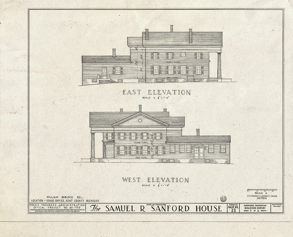 Blueprint HABS MICH,41-GRARA,3- (Sheet 3 of 6) - Samuel Sanford House, 540 Cherry Street, Grand Rapids, MI