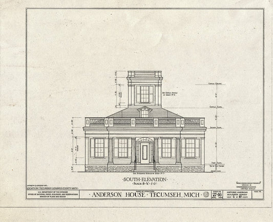 Blueprint HABS MICH,46-Tecum,1- (Sheet 4 of 10) - Elijah Anderson House, 401 Chicago Boulevard & North Union Street, Tecumseh, Lenawee County, MI