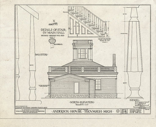 Blueprint HABS MICH,46-Tecum,1- (Sheet 6 of 10) - Elijah Anderson House, 401 Chicago Boulevard & North Union Street, Tecumseh, Lenawee County, MI