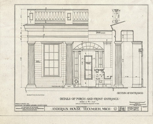 Blueprint HABS MICH,46-Tecum,1- (Sheet 7 of 10) - Elijah Anderson House, 401 Chicago Boulevard & North Union Street, Tecumseh, Lenawee County, MI