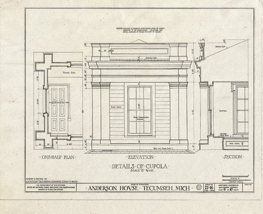 Blueprint HABS MICH,46-Tecum,1- (Sheet 8 of 10) - Elijah Anderson House, 401 Chicago Boulevard & North Union Street, Tecumseh, Lenawee County, MI