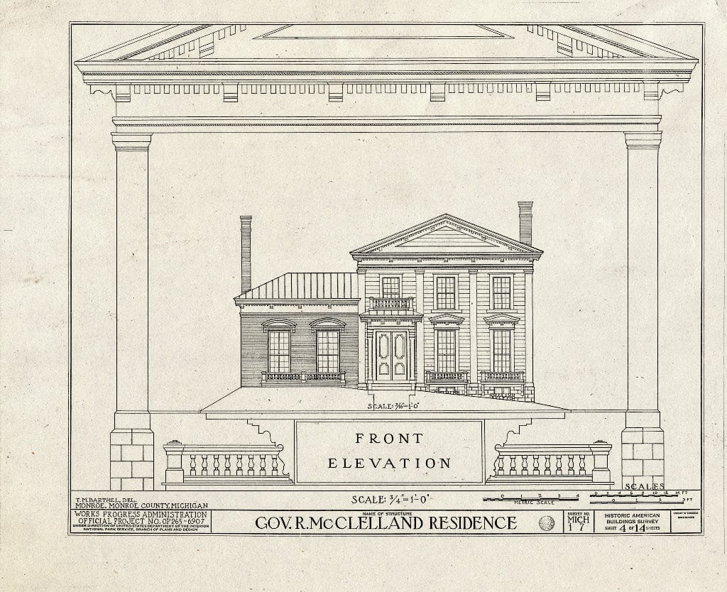 Blueprint HABS MICH,58-Monro,1- (Sheet 4 of 14) - Governor Robert B. McClelland House, 47 East Elm Street, Monroe, Monroe County, MI