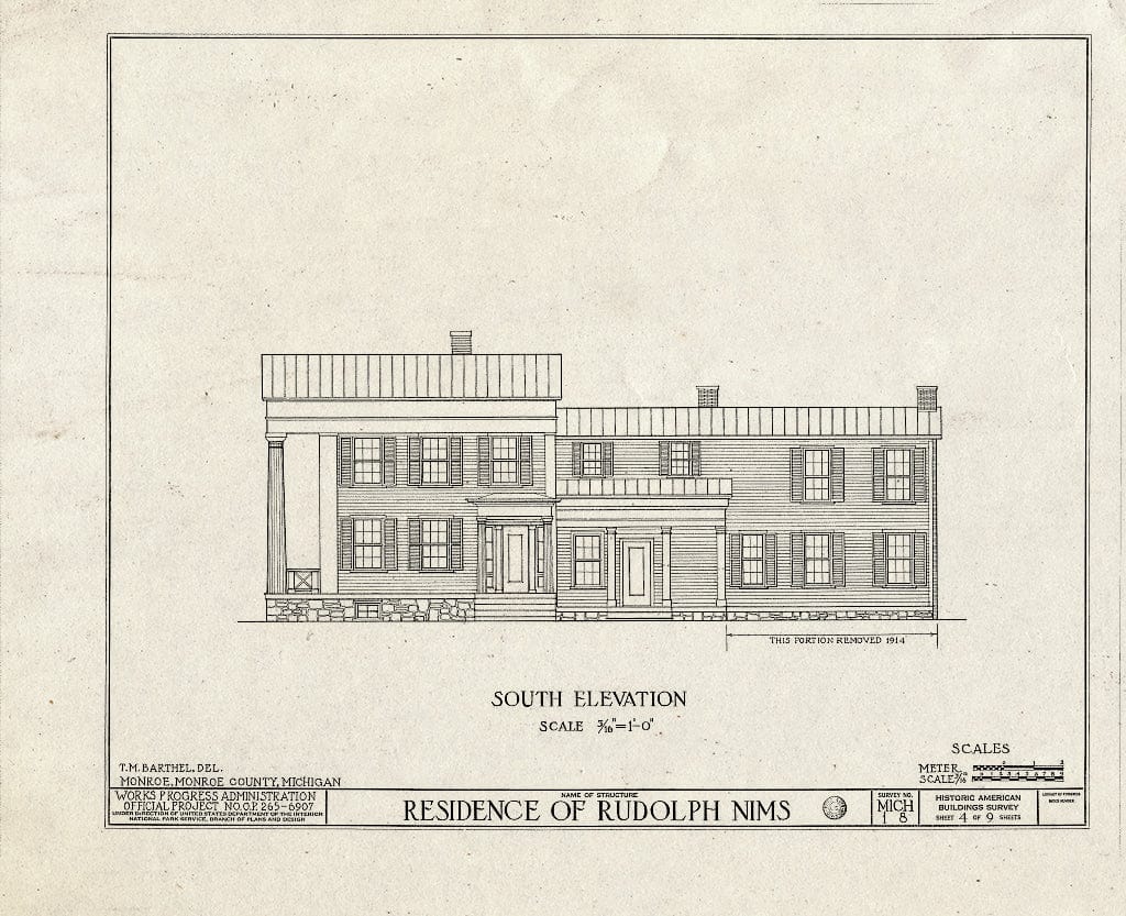 Blueprint HABS MICH,58-Monro,2- (Sheet 4 of 9) - Rudolph Nims House, 206 West Noble Street, Monroe, Monroe County, MI