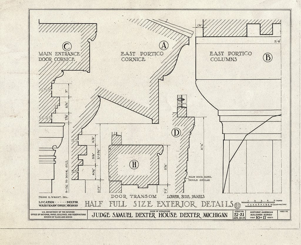 Blueprint HABS MICH,81-DEX.V,1- (Sheet 10 of 17) - Judge Samuel Dexter Country House, 8401 Ann Arbor Street, Dexter, Washtenaw County, MI