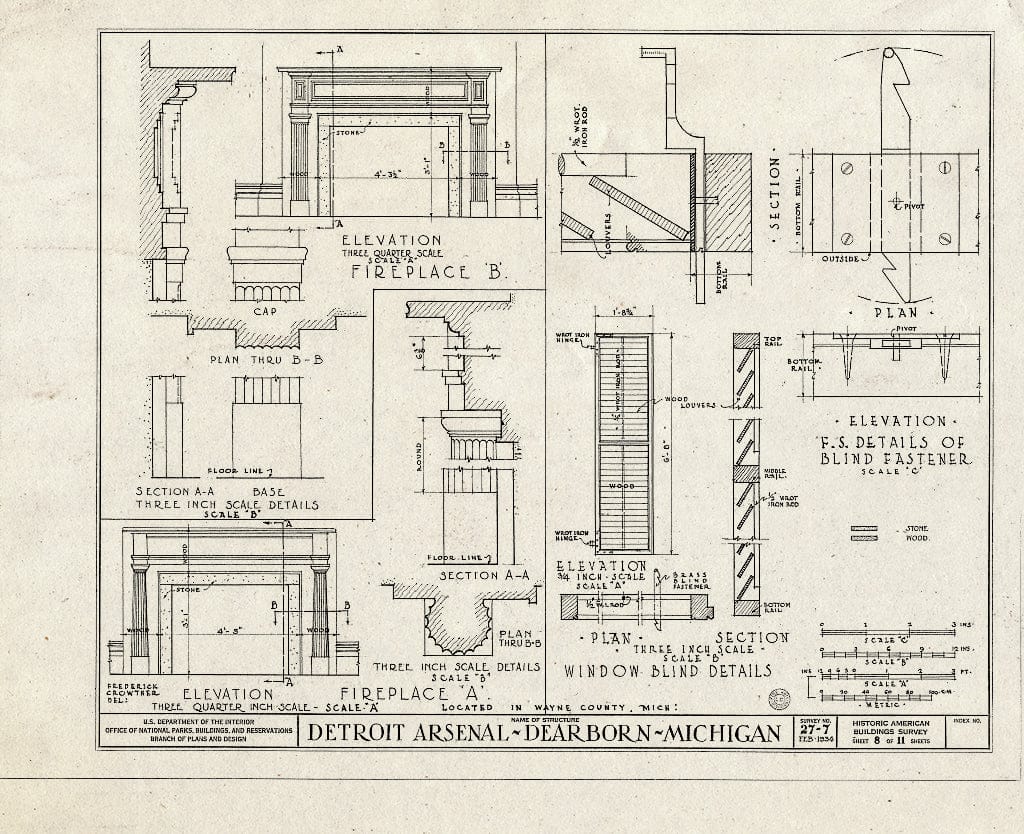 Blueprint HABS MICH,82-DERB,1- (Sheet 8 of 11) - Detroit Arsenal, Michigan Avenue & Monroe Boulevard, Dearborn, MI
