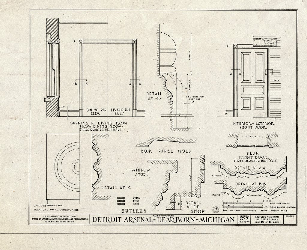 Blueprint HABS MICH,82-DERB,1- (Sheet 10 of 11) - Detroit Arsenal, Michigan Avenue & Monroe Boulevard, Dearborn, MI