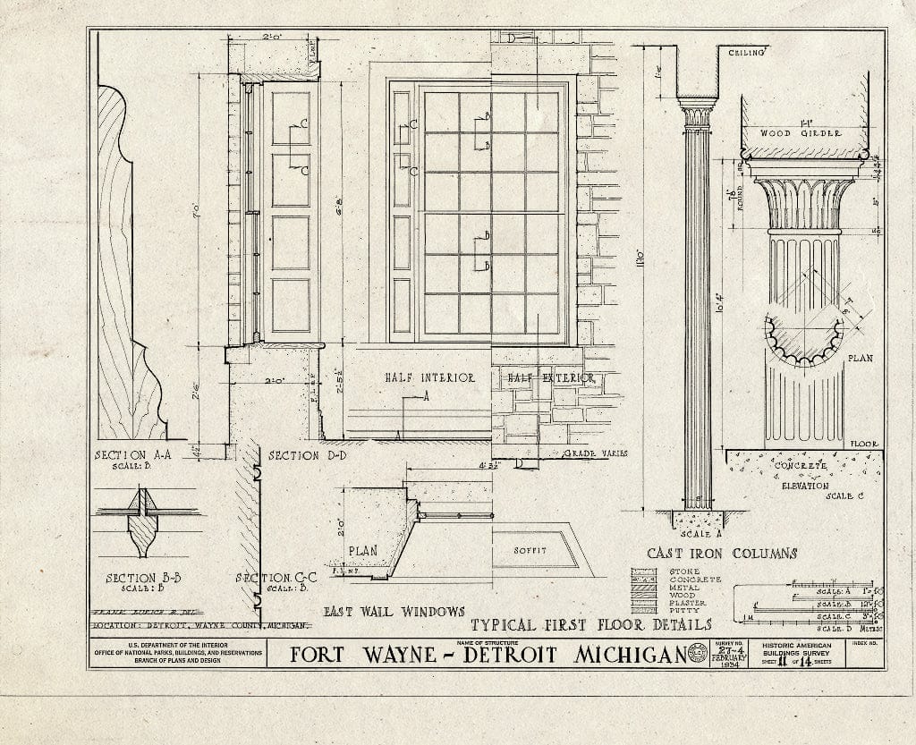 Blueprint HABS MICH,82-DETRO,2- (Sheet 11 of 14) - Fort Wayne, West Jefferson & Livernois Avenues, Detroit, MI