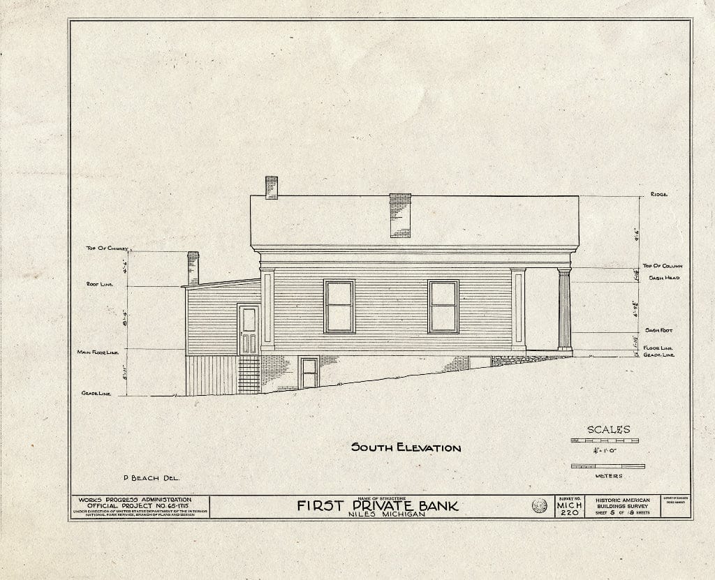 Blueprint HABS MICH,11-NI,1- (Sheet 5 of 9) - First Private Bank, 212 West Third Street, Niles, Berrien County, MI