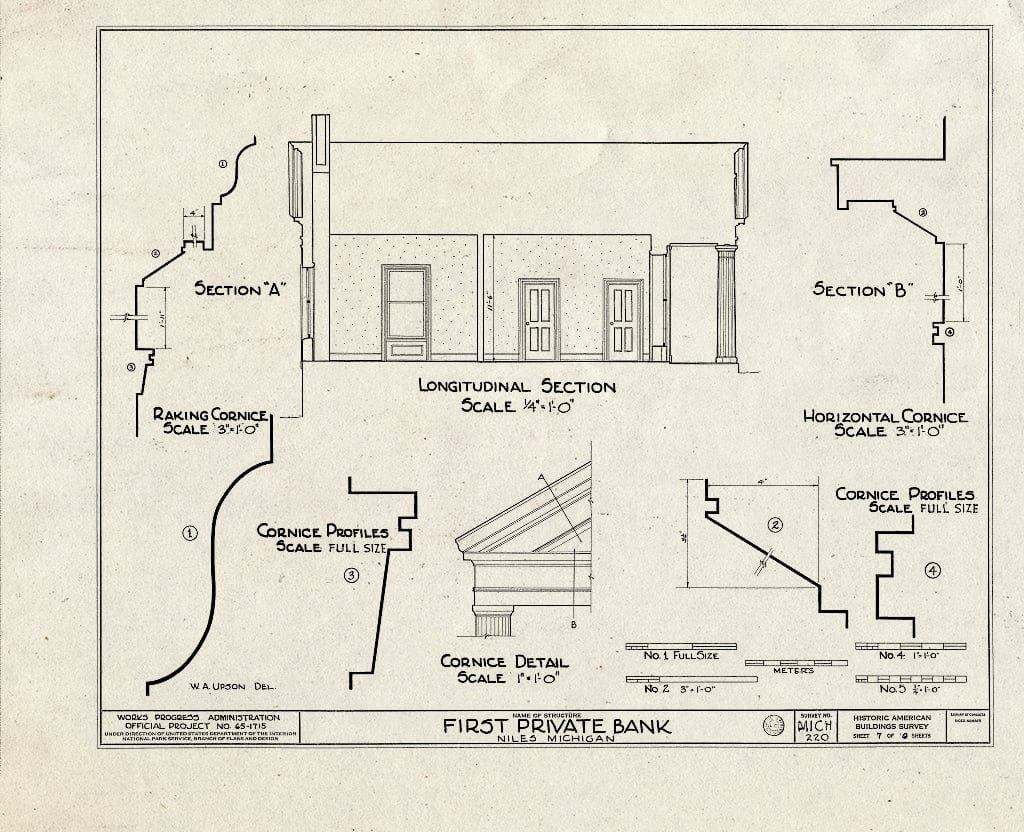 Blueprint HABS MICH,11-NI,1- (Sheet 7 of 9) - First Private Bank, 212 West Third Street, Niles, Berrien County, MI