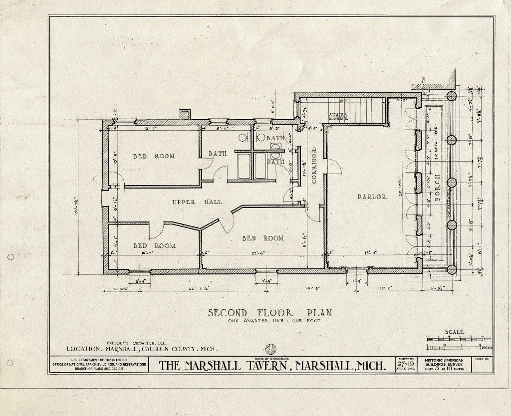 Blueprint HABS MICH,13-Marsh,2- (Sheet 3 of 10) - Marshall Tavern, Michigan Avenue & Eagle Street, Marshall, Calhoun County, MI