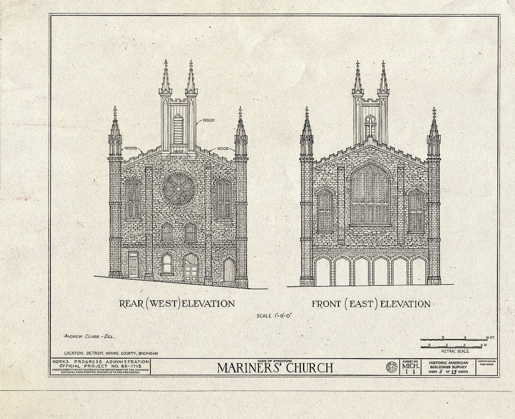 Blueprint HABS MICH,82-DETRO,3- (Sheet 5 of 15) - Mariner's Church, Woodward Avenue, 6 Woodbridge Street, Detroit, MI