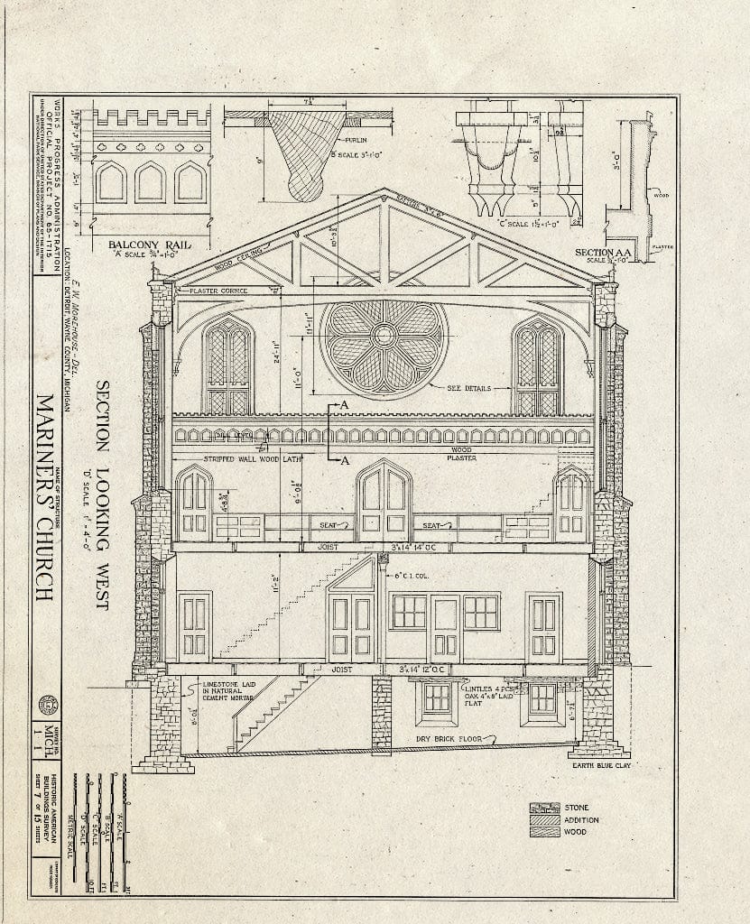 Blueprint HABS MICH,82-DETRO,3- (Sheet 7 of 15) - Mariner's Church, Woodward Avenue, 6 Woodbridge Street, Detroit, MI