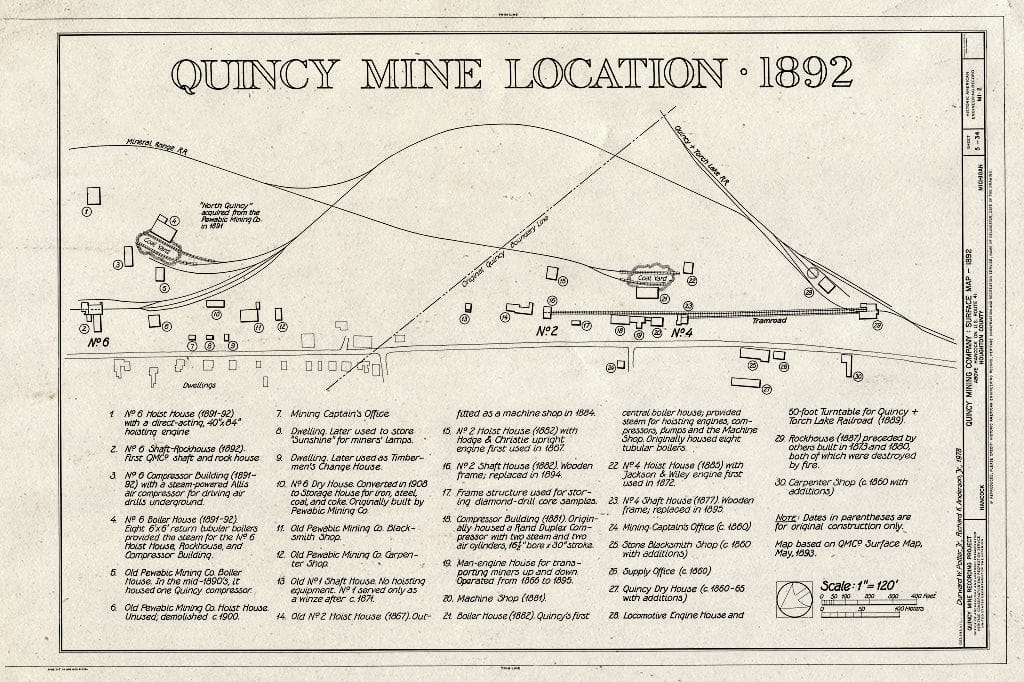 Blueprint HAER MICH,31-HANC,1- (Sheet 5 of 34) - Quincy Mining Company, Hancock, Houghton County, MI