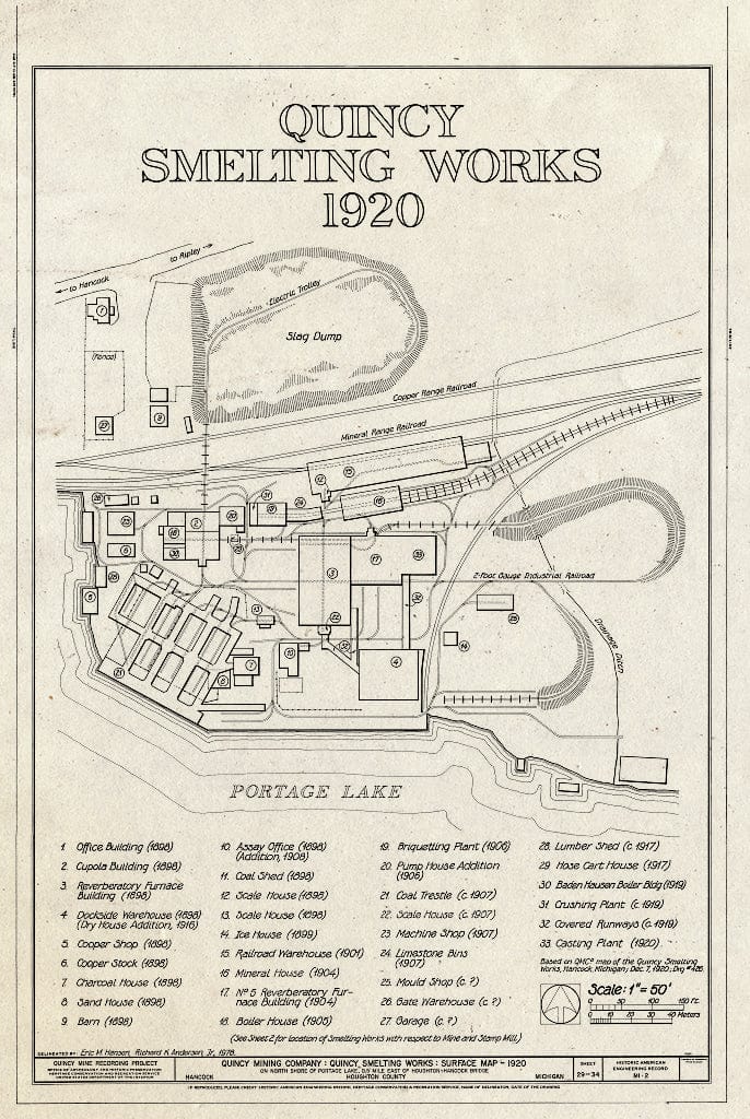 Blueprint HAER MICH,31-HANC,1- (Sheet 29 of 34) - Quincy Mining Company, Hancock, Houghton County, MI