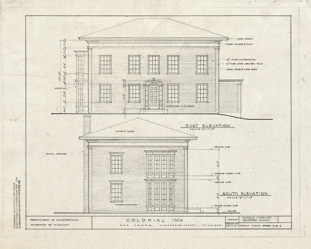Blueprint HABS MICH,81-Anar,6- (Sheet 3 of 4) - Colonial Inn, Ann Arbor, Washtenaw County, MI