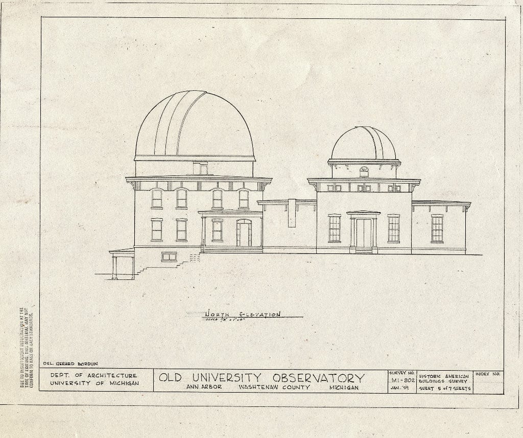 Blueprint HABS MICH,81-Anar,12A- (Sheet 5 of 7) - University of Michigan, Detroit Observatory, Observatory & Ann Streets, Ann Arbor, Washtenaw County, MI