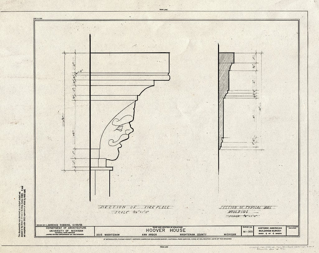 Blueprint HABS MICH,81-Anar,9- (Sheet 4 of 4) - Hoover House, 2015 Washtenaw, Ann Arbor, Washtenaw County, MI