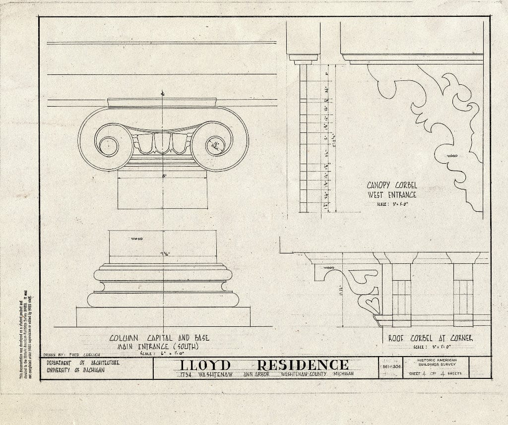 Blueprint HABS MICH,81-Anar,10- (Sheet 4 of 4) - Lloyd House, 1734 Washtenaw, Ann Arbor, Washtenaw County, MI